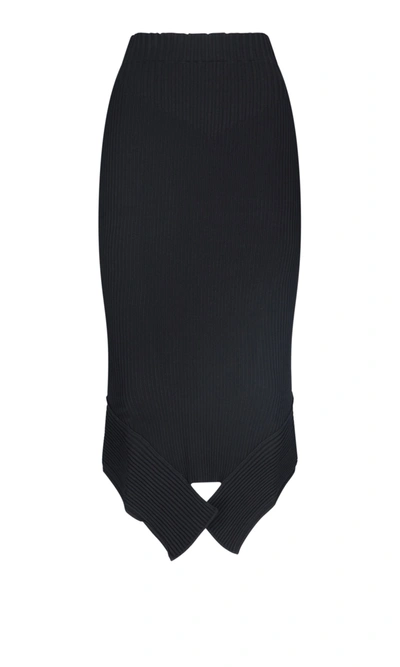 Shop Adamo Ribbed Midi Skirt In Black