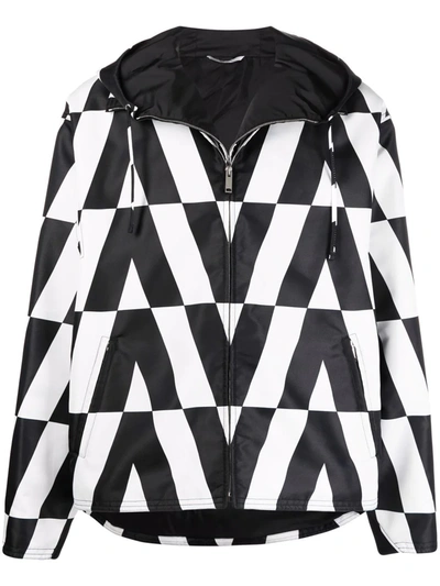 Shop Valentino Logo-print Hooded Jacket In Schwarz