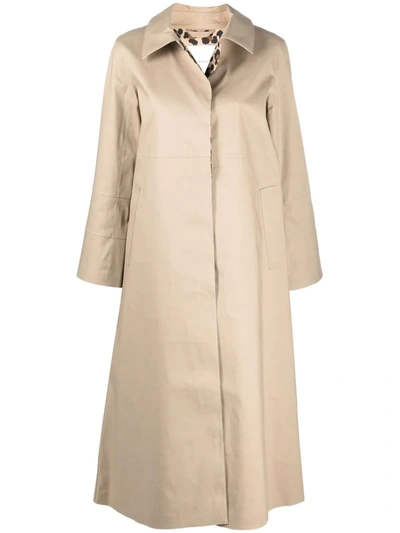 Shop Mackintosh Panelled Trench Coat In Nude