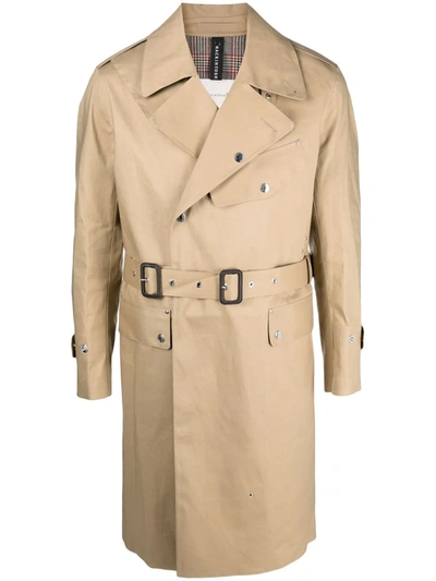 Shop Mackintosh Belted Trench Coat In Nude