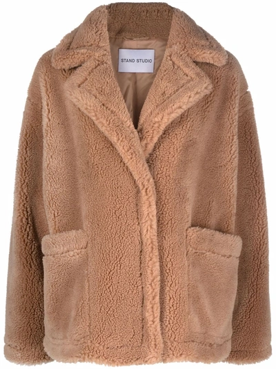 Shop Stand Studio Marina Faux-shearling Jacket In Braun