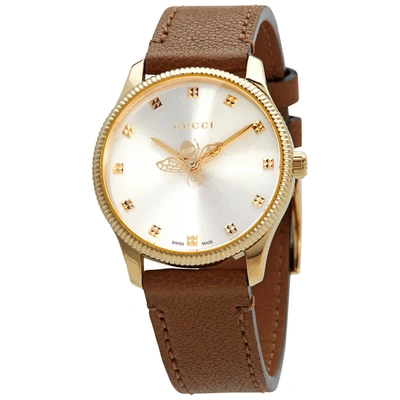 Shop Gucci G-timeless Quartz Champagne Dial Ladies Watch Ya1265022 In Champagne / Gold / Gold Tone / Taupe