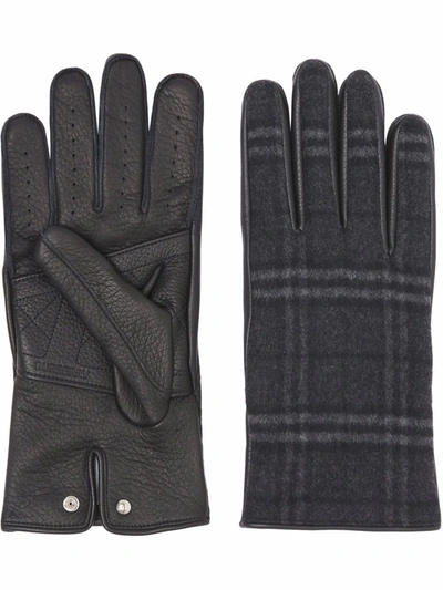 Shop Burberry Check-print Gloves In Black