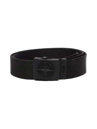 Shop Stone Island Junior Compass-buckle Belt In Black