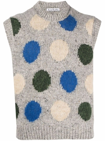 Acne Studios Slim-fit Polka-dot Intarsia Wool Sweater Vest In Grey,multi |  ModeSens