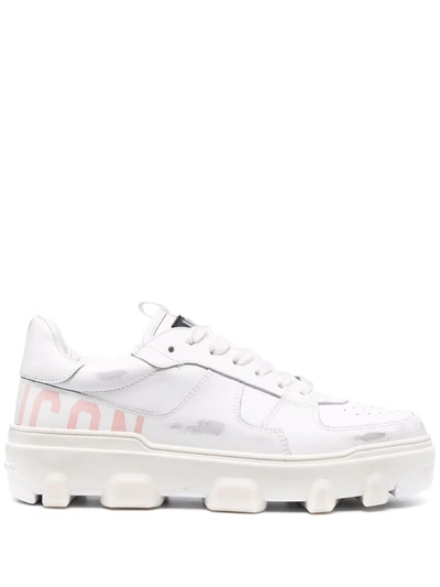Shop Dsquared2 Icon Leather Low-top Sneakers In Weiss