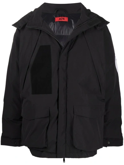 Shop 424 Padded Hooded Coat In Schwarz
