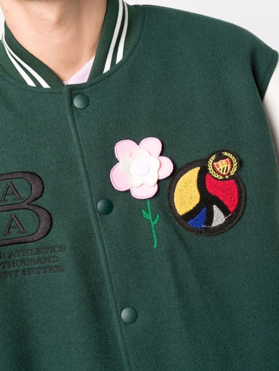 Shop Bel-air Athletics Embroidered Logo Bomber Jacket In Green