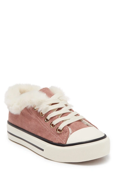 Shop Olivia Miller Omg Low Top Faux Fur Sneaker In Blush