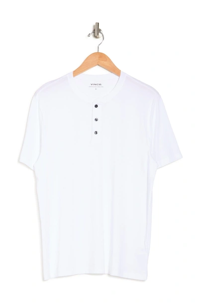 Shop Vince Solid Henley T-shirt In Optic White