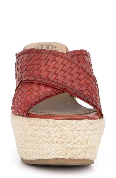 Vintage Foundry Lorie Leather Espadrille Platform Wedge Sandal In Red