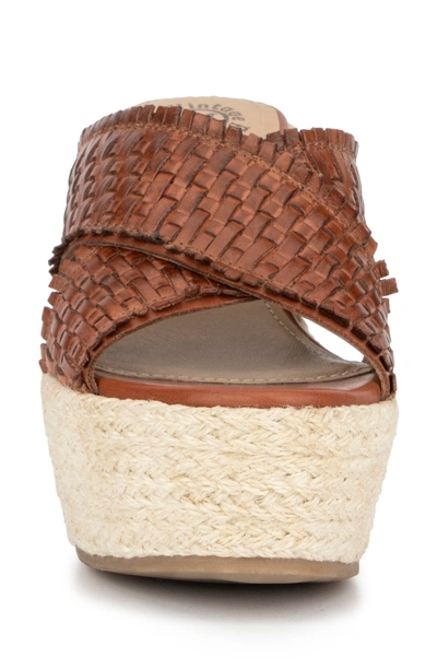 Vintage Foundry Lorie Leather Espadrille Platform Wedge Sandal In Cognac