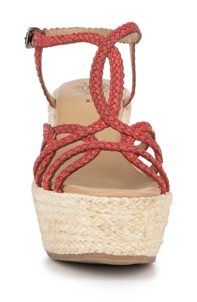 Vintage Foundry Eloise Leather Espadrille Platform Wedge Sandal In Red
