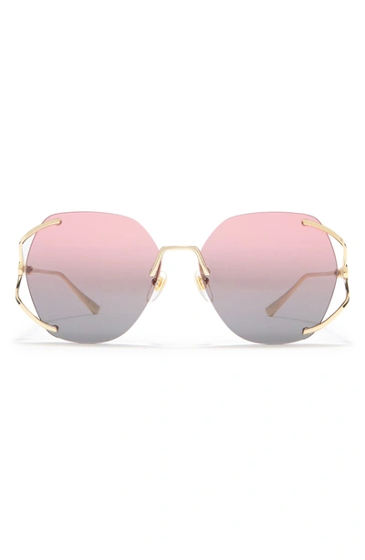 Shop Gucci 59mm Round Sunglasses In Gold