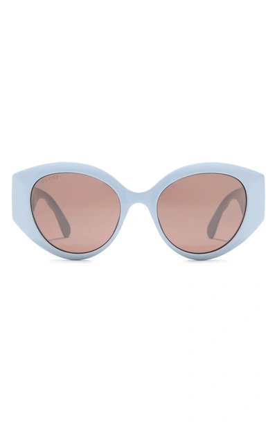 Shop Gucci 52mm Oval Sunglasses In Light Blue