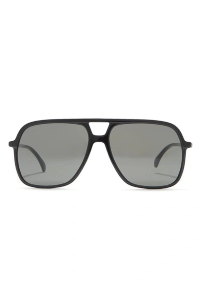 Shop Gucci 58mm Aviator Sunglasses In Black