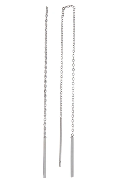 Shop Adornia Water Resistant Threader Chain Drop Earrings In Silver