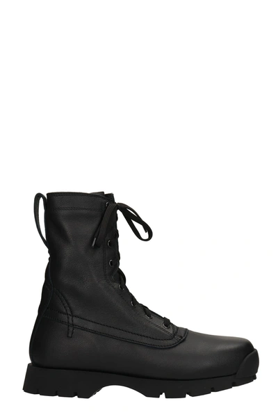 Shop Jil Sander Combat Boots In Black Leather