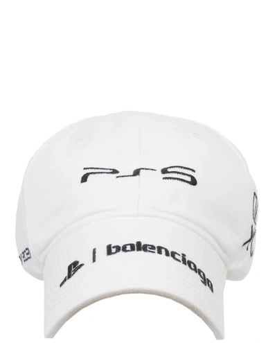 Shop Balenciaga White Playstation Cap In Bianco/nero