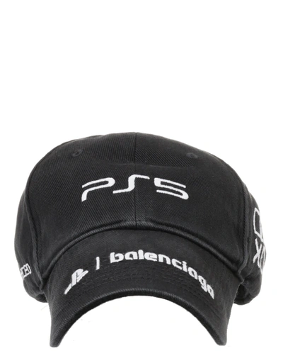 Shop Balenciaga Black Playstation Cap In Nero/bianco