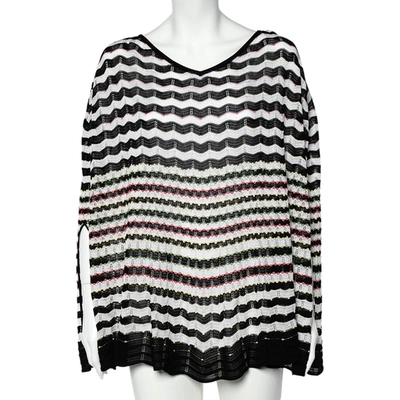 Pre-owned Missoni Multicolored Zig Zag Patterned Knit Poncho (one Size)