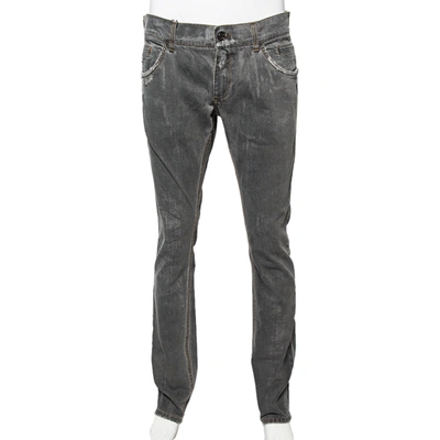 Pre-owned Dolce & Gabbana Grey Distressed Pocket Detail Denim Fit 14 Jeans L