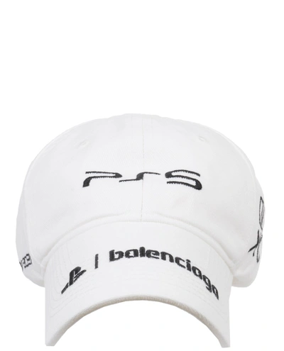 Shop Balenciaga Logo Embroidered Baseball Cap In White