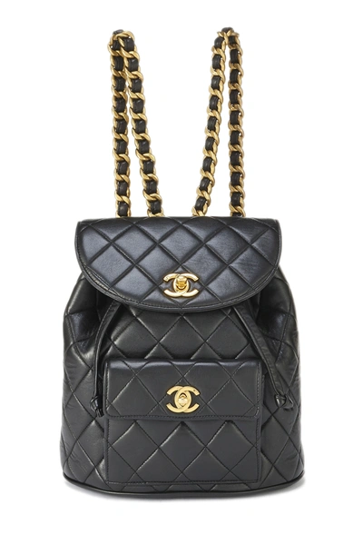 Pre-owned Chanel Black Quilted Lambskin 'cc' Classic Backpack Small