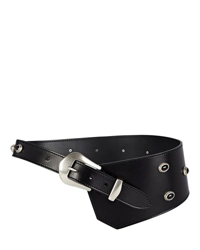 Shop Isabel Marant Asymmetrical Leather Belt In Black