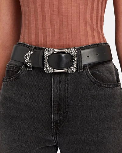 Shop Alberta Ferretti Square Leather Buckle Belt In Black