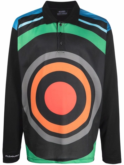Pleasures Text-print Polo Shirt In Black