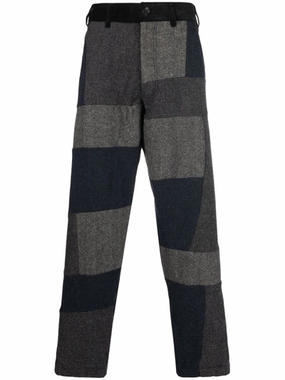 Comme Des Garçons Shirt Contrast Patchwork Straight-leg Trousers In Black