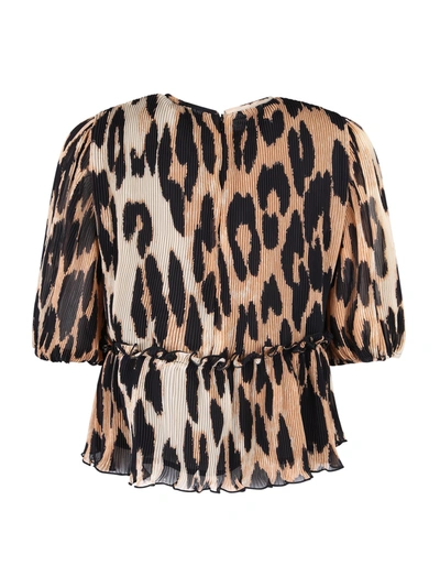 Shop Ganni Leopard Print Blouse In Multi