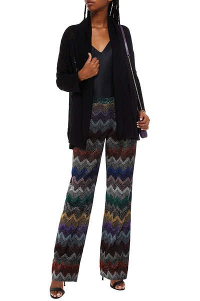 Shop Missoni Crochet-knit Wool-blend Cardigan In Black