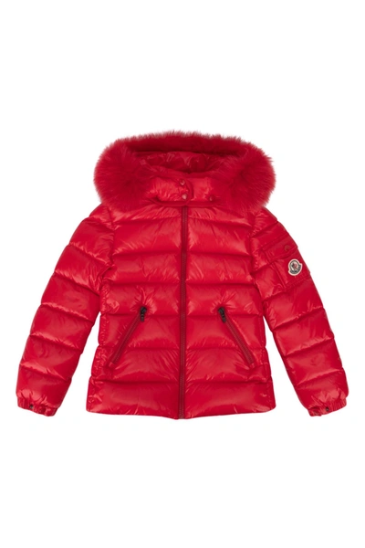 Shop Moncler Enfant Fur Trim Down Jacket In Red