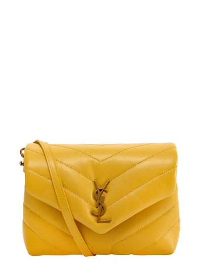 Shop Saint Laurent Loulou Toy Logo Plaque Shoulder Bag In Yellow