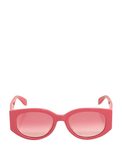 Shop Alexander Mcqueen Eyewear Oval Frame Sunglasses In Pink