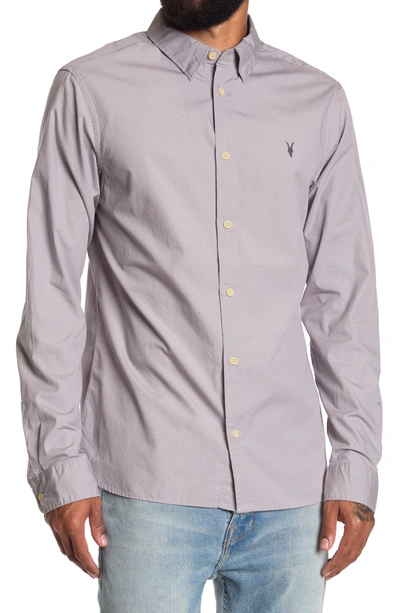 Shop Allsaints Riviera Long Sleeve Shirt In Space Blue
