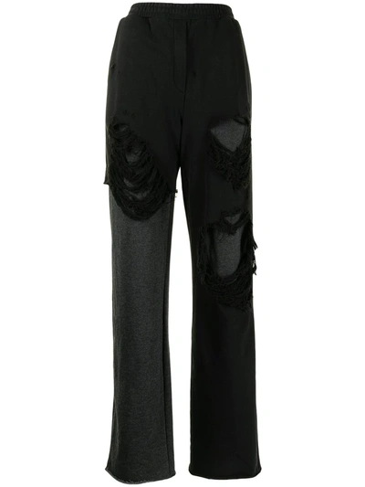 DISTRESSED LAYERED WIDE LEG TROUSERS