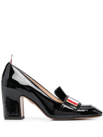 Shop Thom Browne Block-heel Patent Leather Loafers In Black