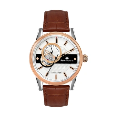 Shop Rene Mouris Orion Automatic White Dial Mens Watch 70101rm3 In Brown / Gold Tone / Rose / Rose Gold Tone / White