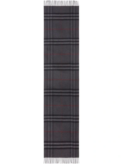 Burberry Reversible Check Cashmere Scarf In Grey