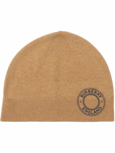 Shop Burberry Logo Graphic Beanie In Brown