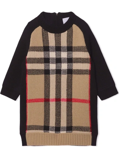 Shop Burberry Check Pattern Jumper Dress In Brown