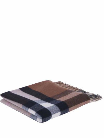 Shop Burberry Check Cashmere Blanket In Brown