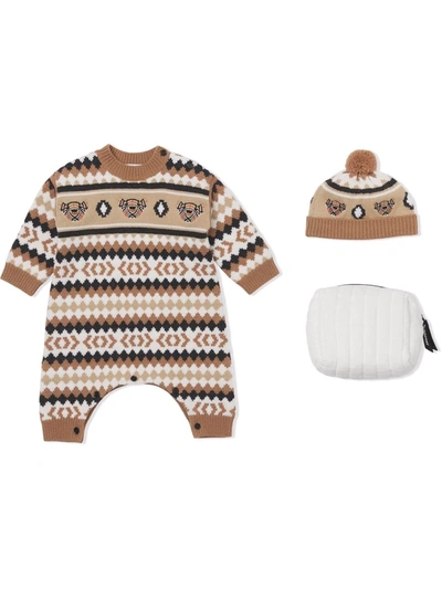 Shop Burberry Fair Isle Two-piece Set In Brown