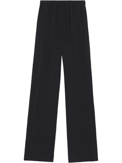 Shop Burberry High-waisted Wide-leg Trousers In Black