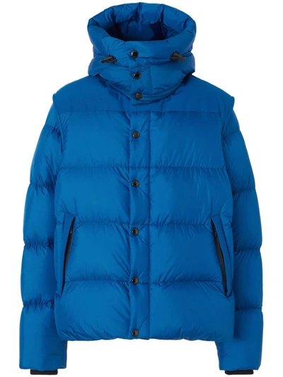 Shop Burberry Detachable-sleeve Down-feather Jacket In Blue