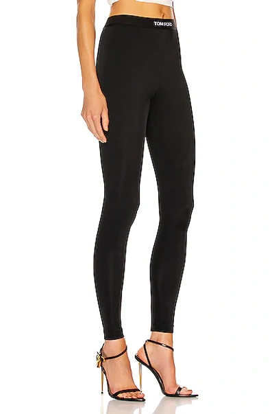 Tom Ford Stretch Lustrous Velour Signature Leggings Trousers Black In Black