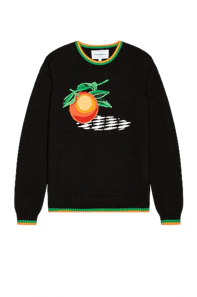 Shop Casablanca Orange Intarsia Sweater In Black